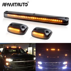 3Pcs For Chevy 2007-up Silverado/GMC Sierra 2500 3500 HD Amber LED Cab Roof Top Marker Running Lights Smoked Lens