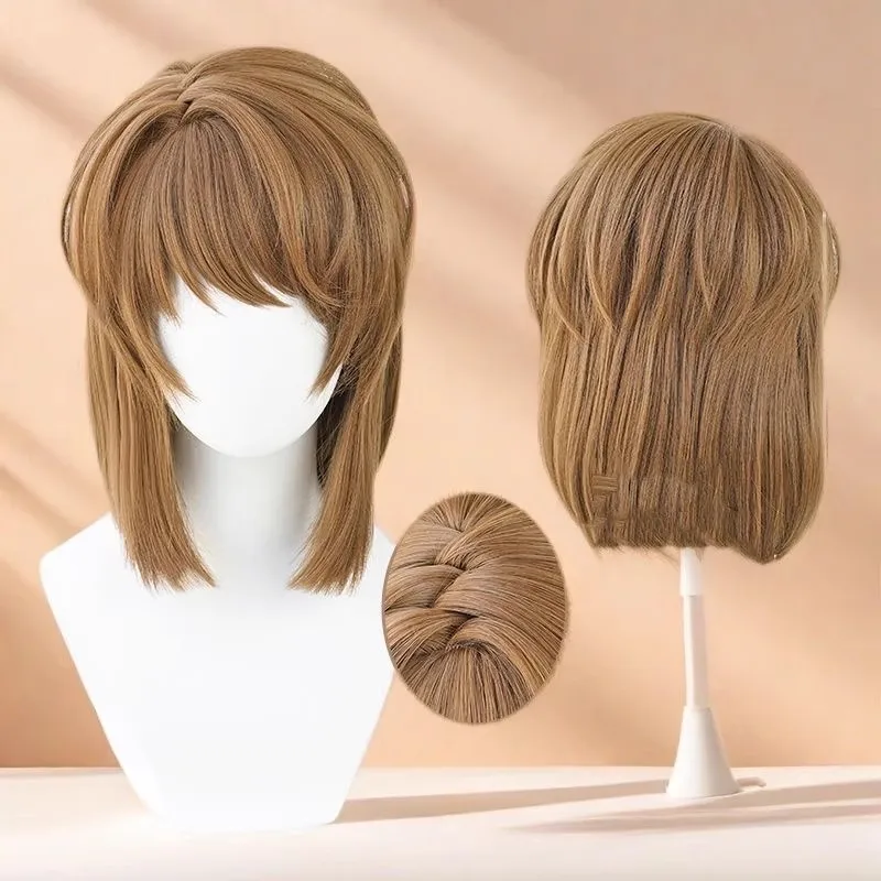 

Detective Conan Ai Haibara Cosplay Wig – Short Brown Bob with Z-Part Scalp, Miyano Shiho Anime Costume Hair, Heat Resistant Syn