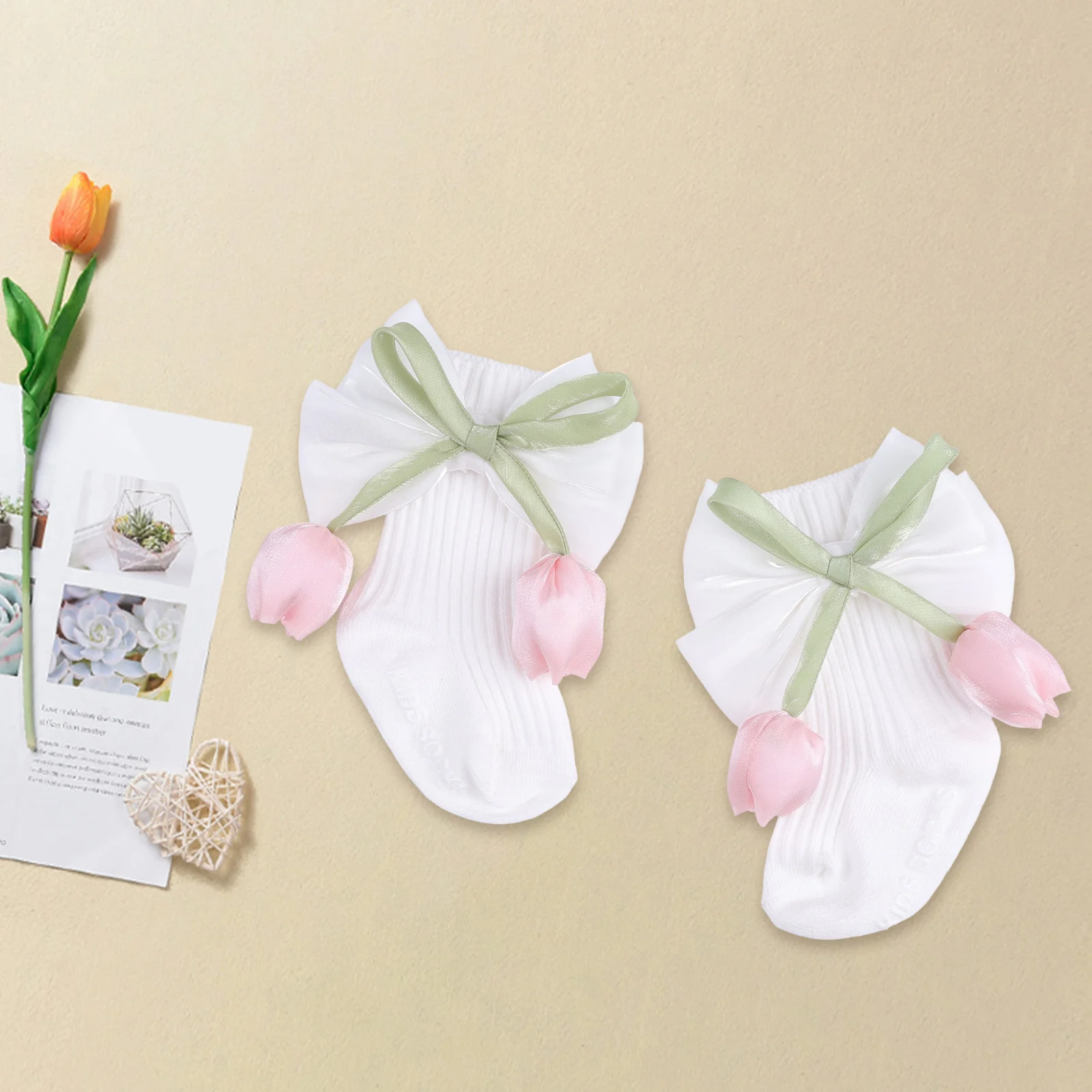 

Autumn Winter Baby Girls Dress Socks Cute Flower Bows Non-slip Crew Walking Socks for Toddler Infant Clothing Accessories