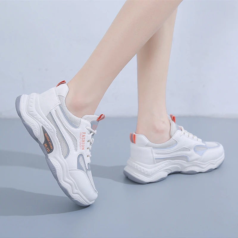 Shoes Women's 2022 New Sports Shoes Breathable Mesh Woman Casual Platform Shoes Student Running Shoes Ladies Fashion Sneakers