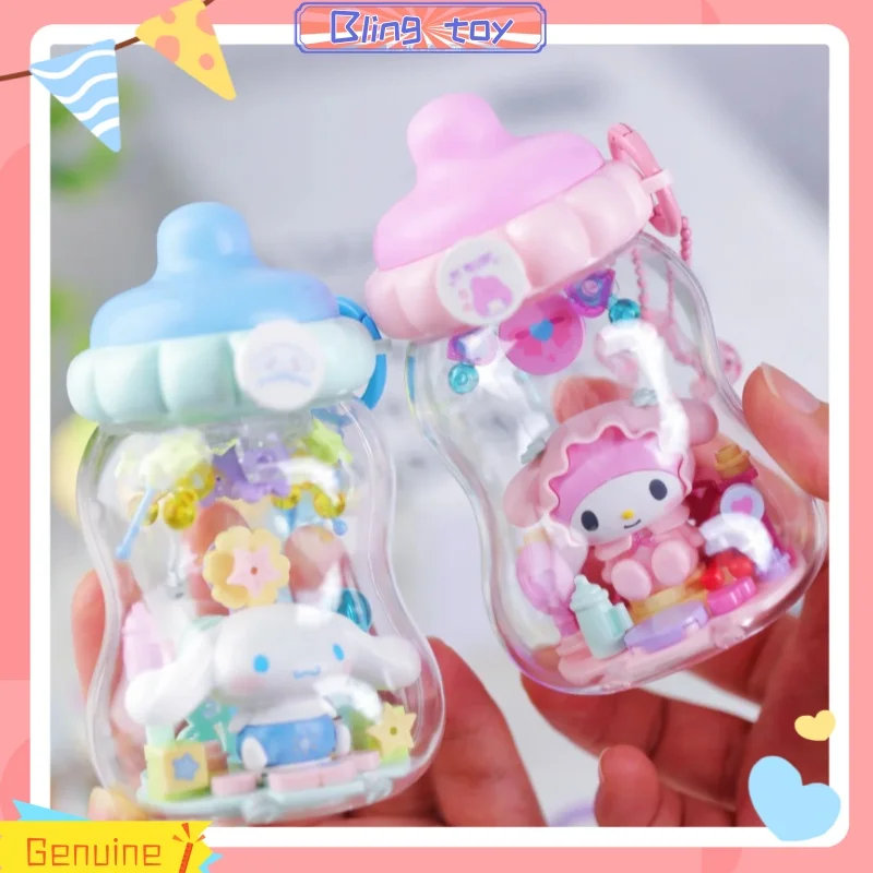 

New Genuine Stock Sanrio Family Ton Bottle Series Building Block Blind Box Cute Desktop Decoration Surprise Gift For Girls