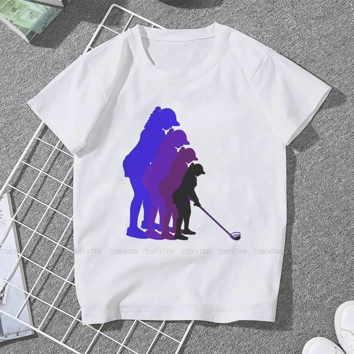 Golf TShirt for Woman Girl Multi Colored Shadows Basic Sweatshirts T Shirt Novelty Trendy Fluffy