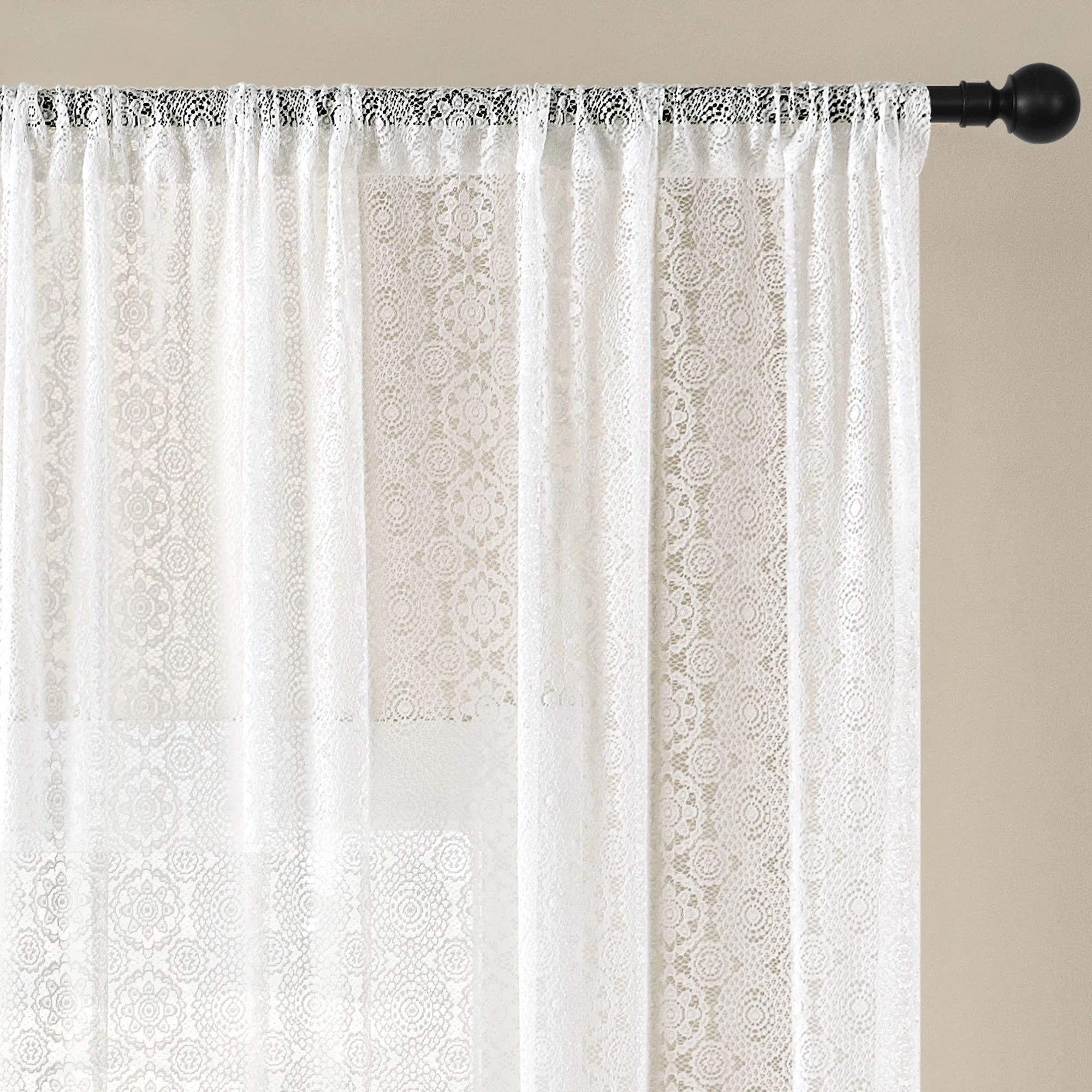 Pannello per tende in pizzo trasparente con ricamo floreale vintage sole - Privacy e filtraggio della luce, lavabile in lavatrice, perfetto per il balcone vivente