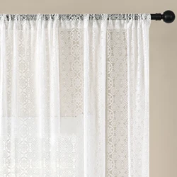 Vintage Sun Floral Embroidery Clear Lace Curtain Panel - Privacy & Light Filtering, Machine Washable, Perfect For Living Balcony