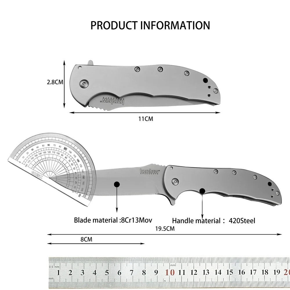 KS 3655 Outdoor Folding Knife 8Cr13Mov Blade 420 Stell Handle EDC Camping Self-defense Pocket Utility Knife Kitchen Tool