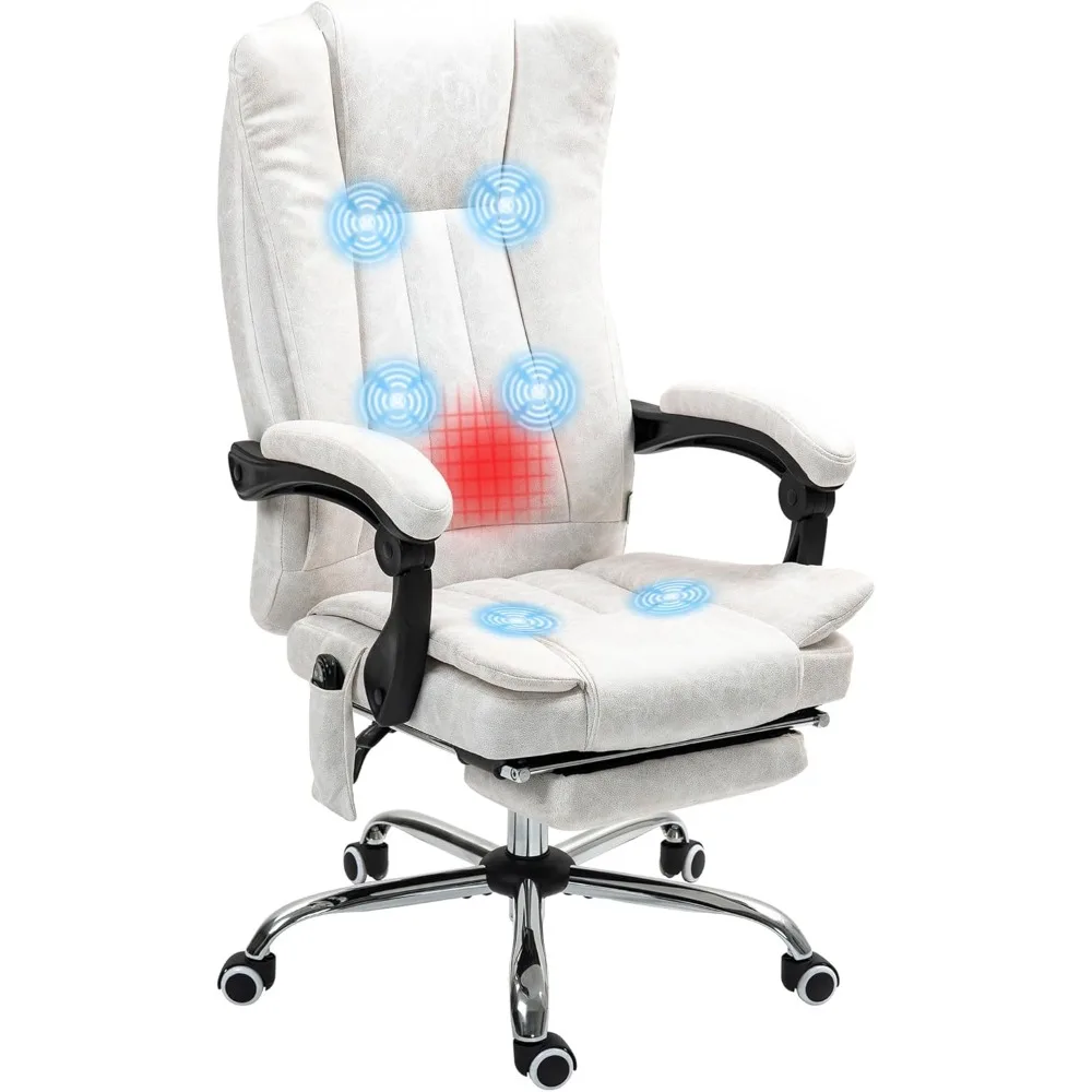 

6 Point Vibration Massage Office Chair, High Back Computer Chair with Heat, Adjustable Height, Reclining Backrest and Retractab