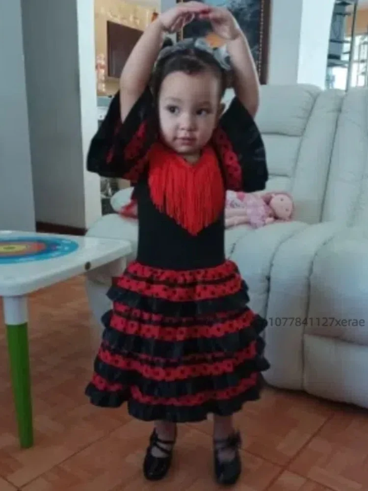 Spaanse Flamenco Dansjurk Kinderdansjurk Festival Reizen Dansjurk Baljurk Feestjurk Stadiumjurk Prestaties - afbeelding 2