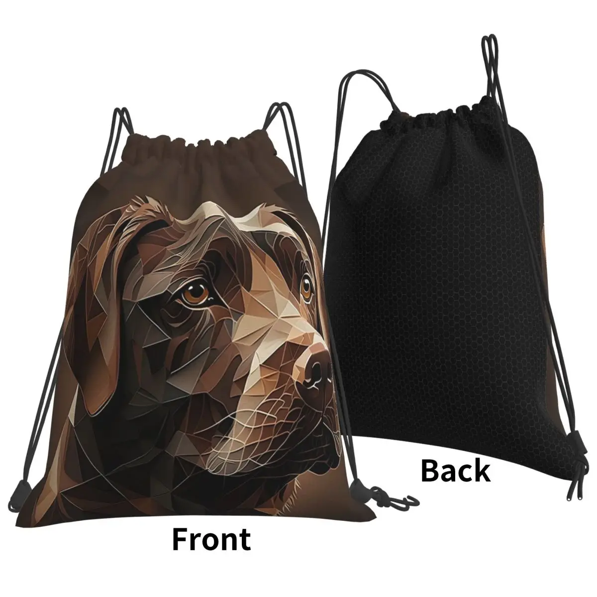 Geometric Choco A Chocolate Labrador Artwork Backpacks Multi-function Drawstring Bundle Pocket Shoes Bag Book Bags Travel School