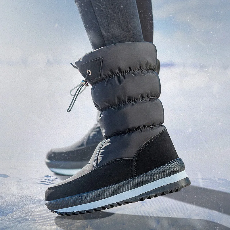 

Winter Thick Snow Boots Women Men Warm Plush Mid-calf Boot Waterproof Snow Boot Platform Botas Mujer Snow Boots Winter Footwear