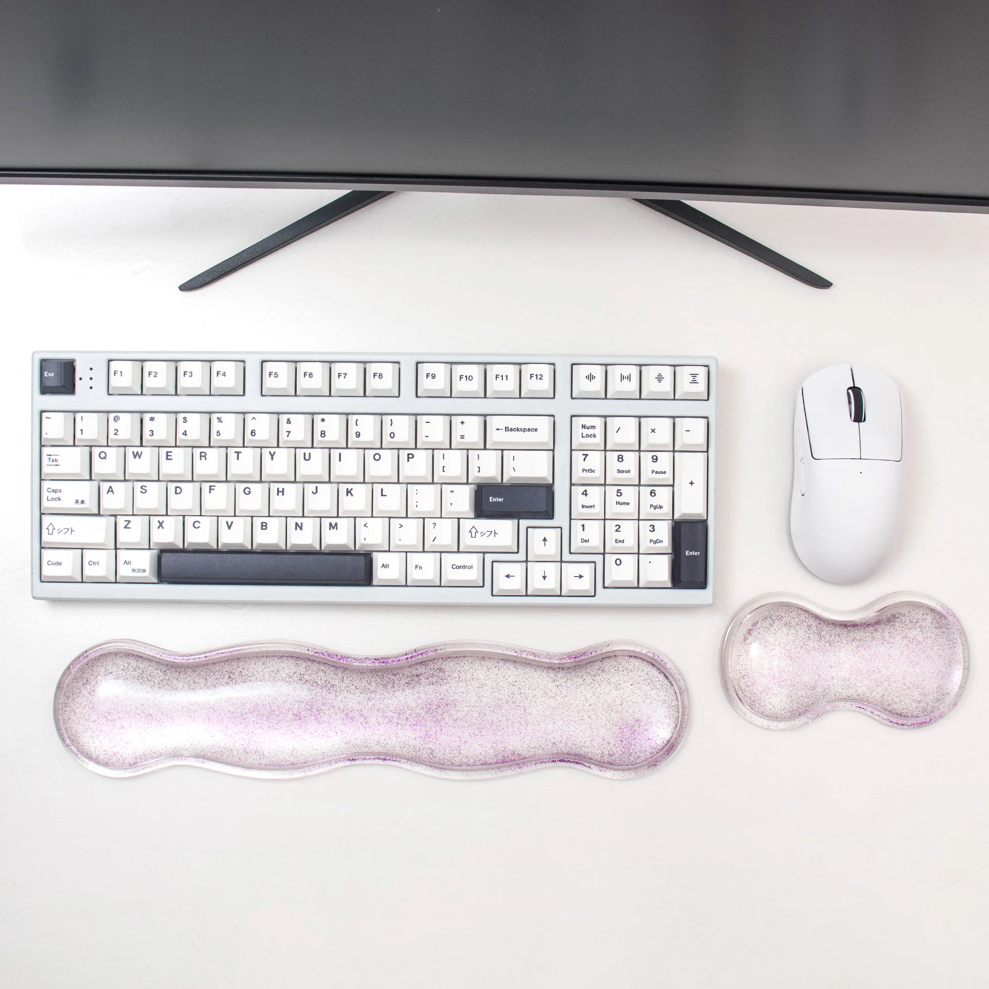 グリッターパープルゲルキーボードマウスリストレスト人間工学に - Tradescantia Purple のレビューと価格