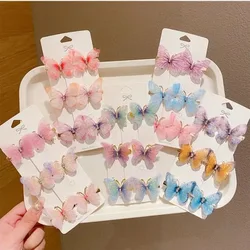 6Pcs/Set Fashion Butterfly Hairpins Girl Hair Clips Barrettes Sweet Hair Ornament Rainbow Headwear Fashion Hair Accessories