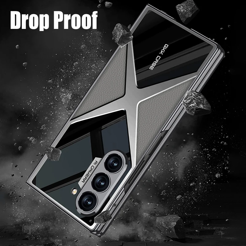 Fashion X Style Electroplated Hard PC Back Cover Case for Samsung Galaxy Z Fold 6 5 4 3 with Glass Screen Film