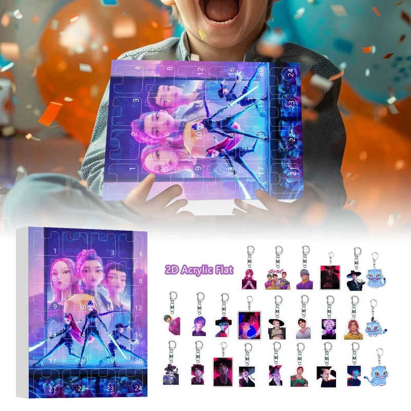 

Kpops Demons Hunters акриловые брелки 24-дневный рождественский адвент-календарь брелки обратный отсчет календарь рюкзак кулон фанаты игрушка