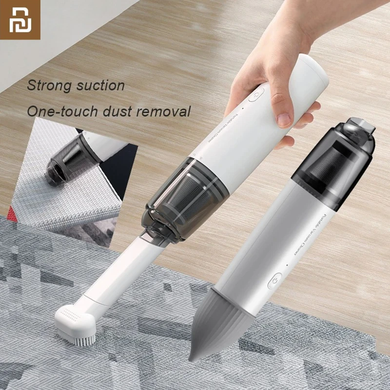 Youpin Vacuum Cleaner Car Home Portable Handheld Wireless Charging Metal Filter Element Mini High Power With Brush Head