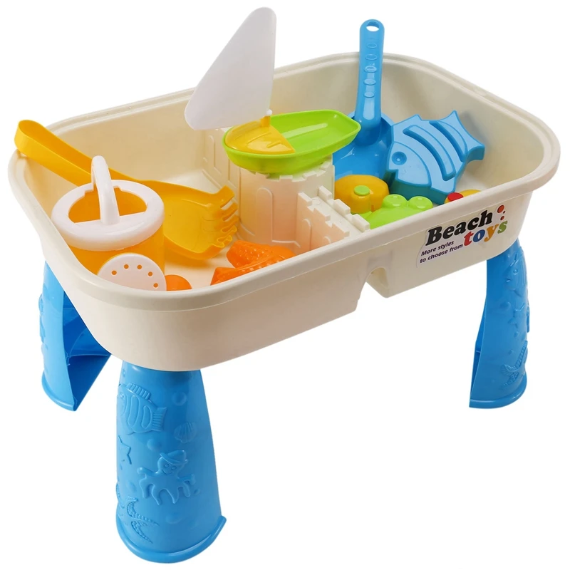 Sand And Water Table Set With Lid Cover Beach Toys Outdoor Garden Sandbox Kit Kids Summer Beach For Toddlers Kids