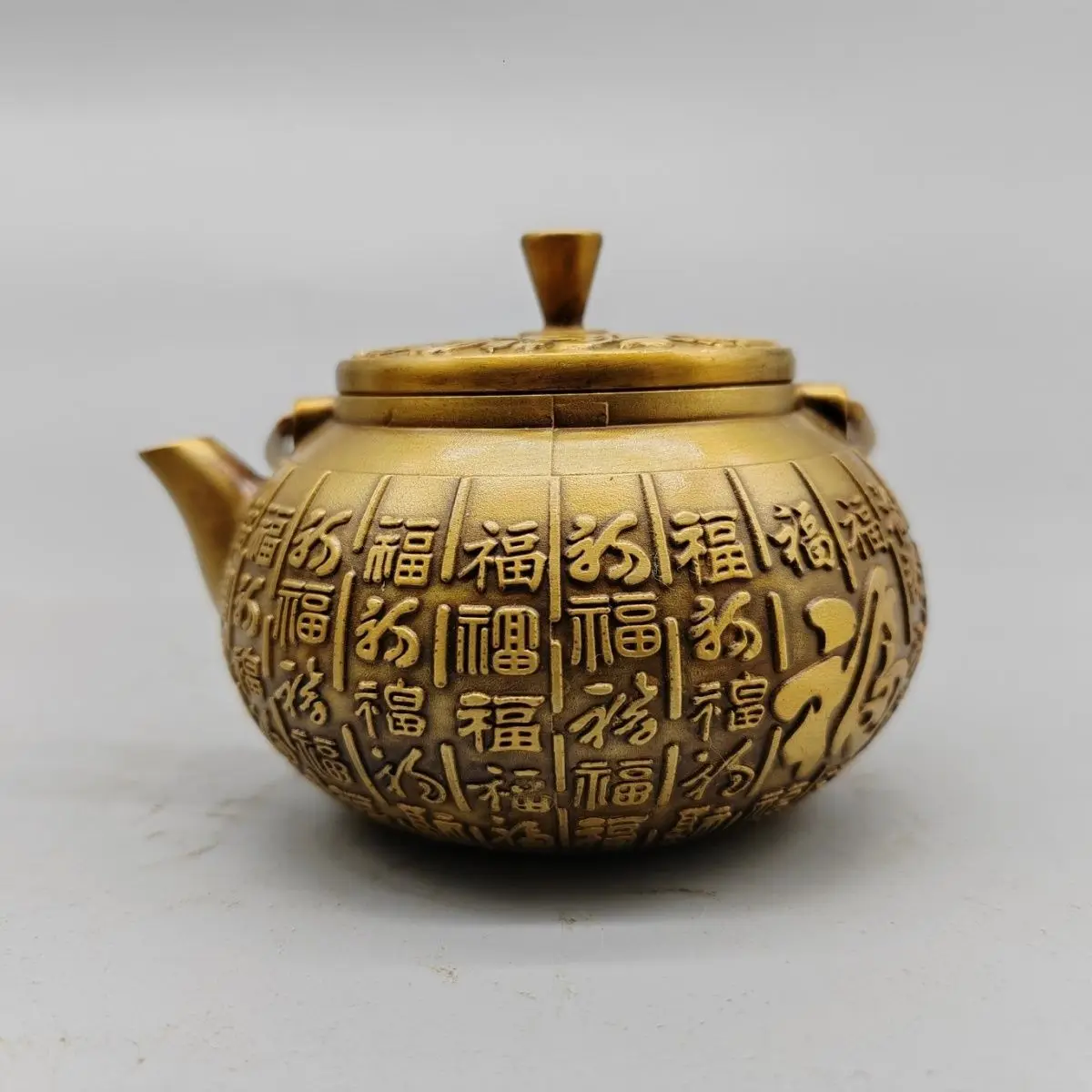 Retro Chinese Blessing Pattern Teapot Ornament Decoration Tea Pet Figurines Desk Decor Accessories