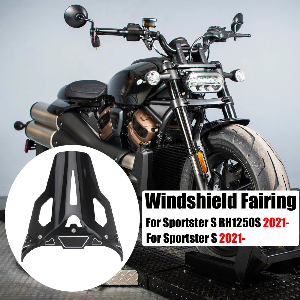 

New For SPORTSTER S RH1250S Motorcycle Accessories Sport Windshield Windscreen PC Black For Sportster S 2021 2022 2023