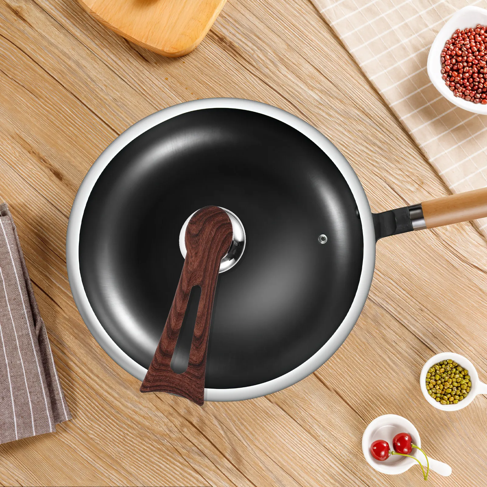 

Universal Pot Lid Replacement Handle Large Size Wood Grain Pan Covering Holding Knob Kitchen Pot Lid Handle