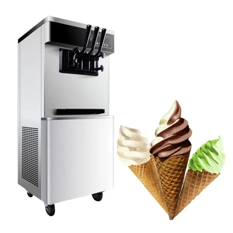 Small maquina de helados 3 flavors commercial soft ice cream maker machine stainless steel frozen yogurt machine