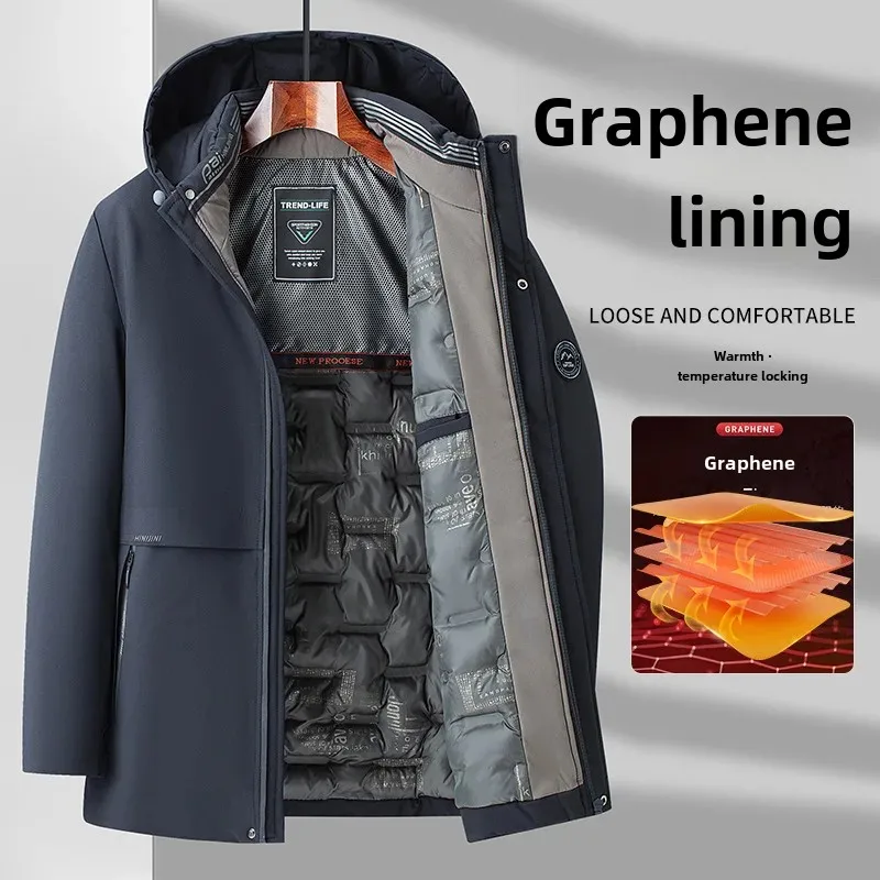 New Winter Hooded Warm Cotton Coat For Middle-Aged And Elderly Warm Lock-On Graphene Black Gold Insulated Parkas Loose Fit