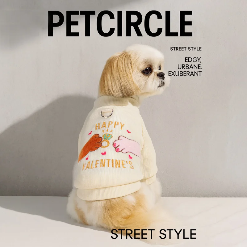 

Proposal Valentine Dog Cat Crewneck, Warm Winter Clothes for Small Dogs Puppies, Cute Cozy Pet Apparel for Special Occasion