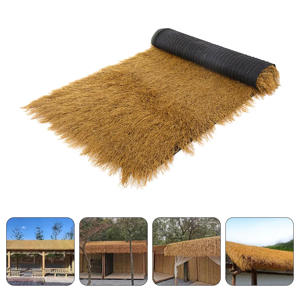 จําลองปาล์ม Thatch บ้านหลังคาแผง DIY หลังคาฟางพรมพรมสวนภูมิทัศน์ทนไฟตกแต่งวัสดุ