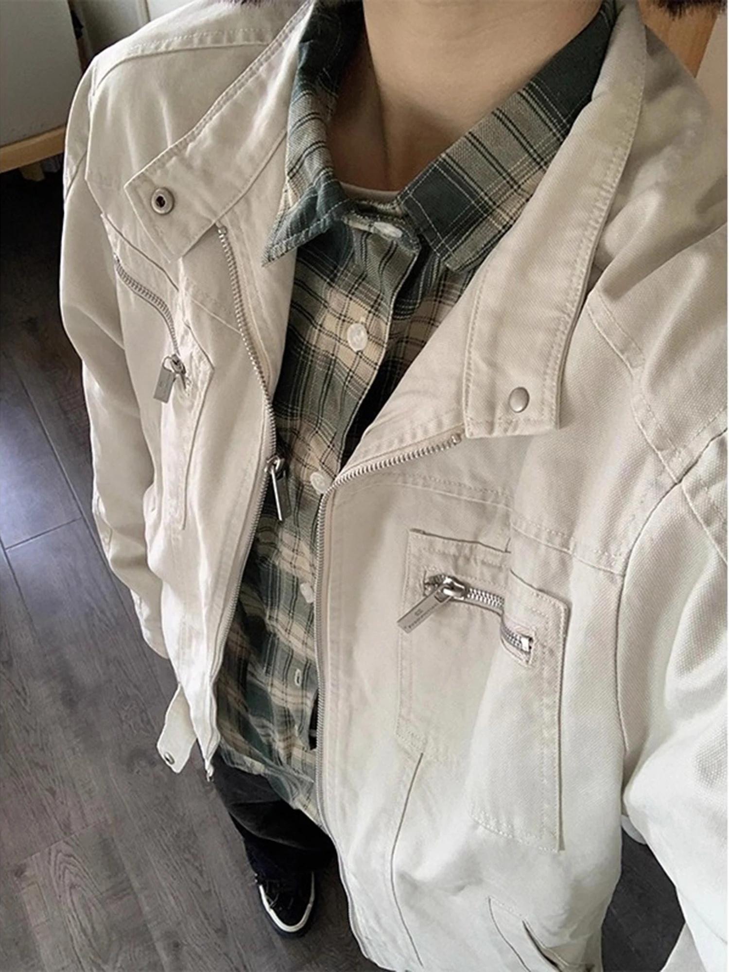 

Мужская винтажная куртка Waed Canvas с воротником-стойкой, рабочая одежда, осенняя мода, смесь полиэстера и хлопка, застежка-молния