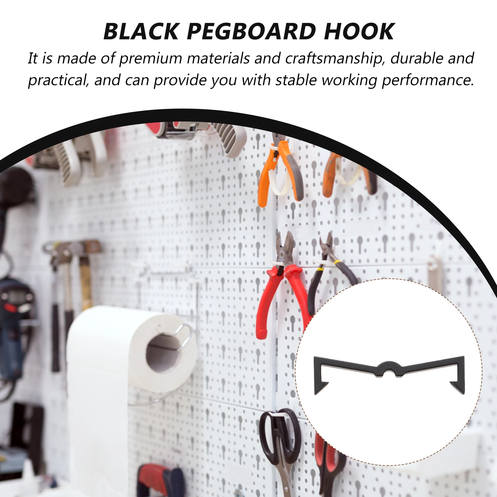 

100pcs Hook Fixer Pegboard ganizer Black Plastic Coats Tools Accessories Sturdy Lasting Easy Install Storage