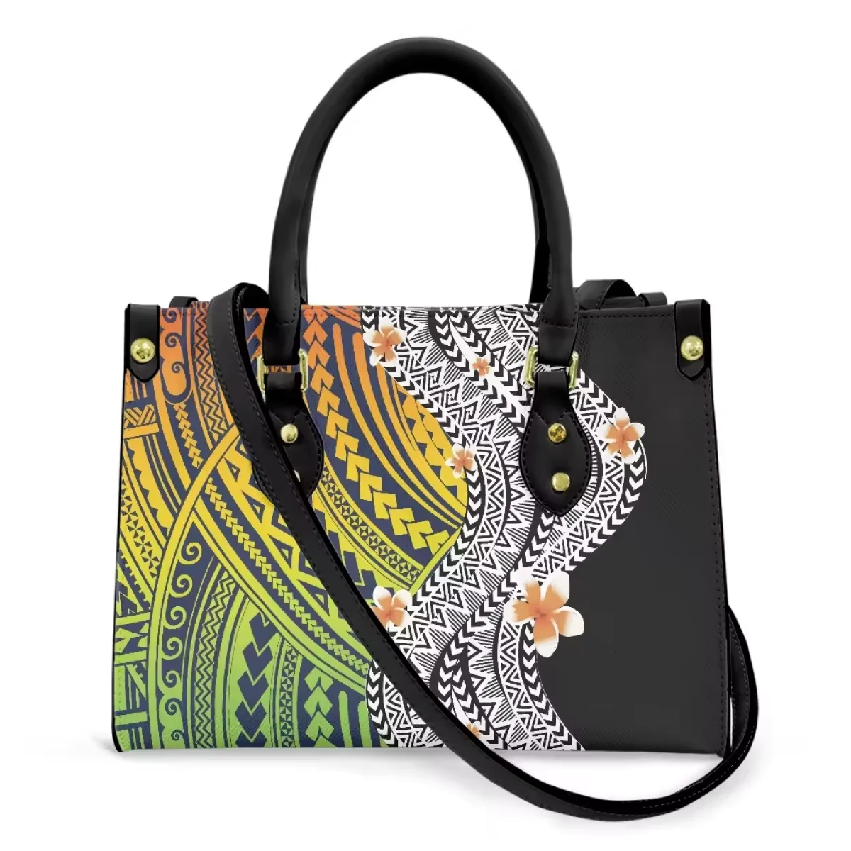 Hot Selling Custom Logo Samoan Polynesian Tribal Design Crossbody Bag PU Leather Handbags Waterproof Zipper Fashion Purse