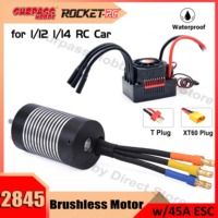 Rocket 2845 Waterproof Brushless Motor w/45A ESC Combo for 1/12 1/14 RC Car Wltoys 144001 12428 Traxxas HSP Robot Dron