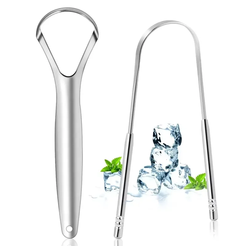 1pcs Tongue Scraper Brush Stainless Steel Tongue Cleaner Bad Breath Removal Oral Care Tools