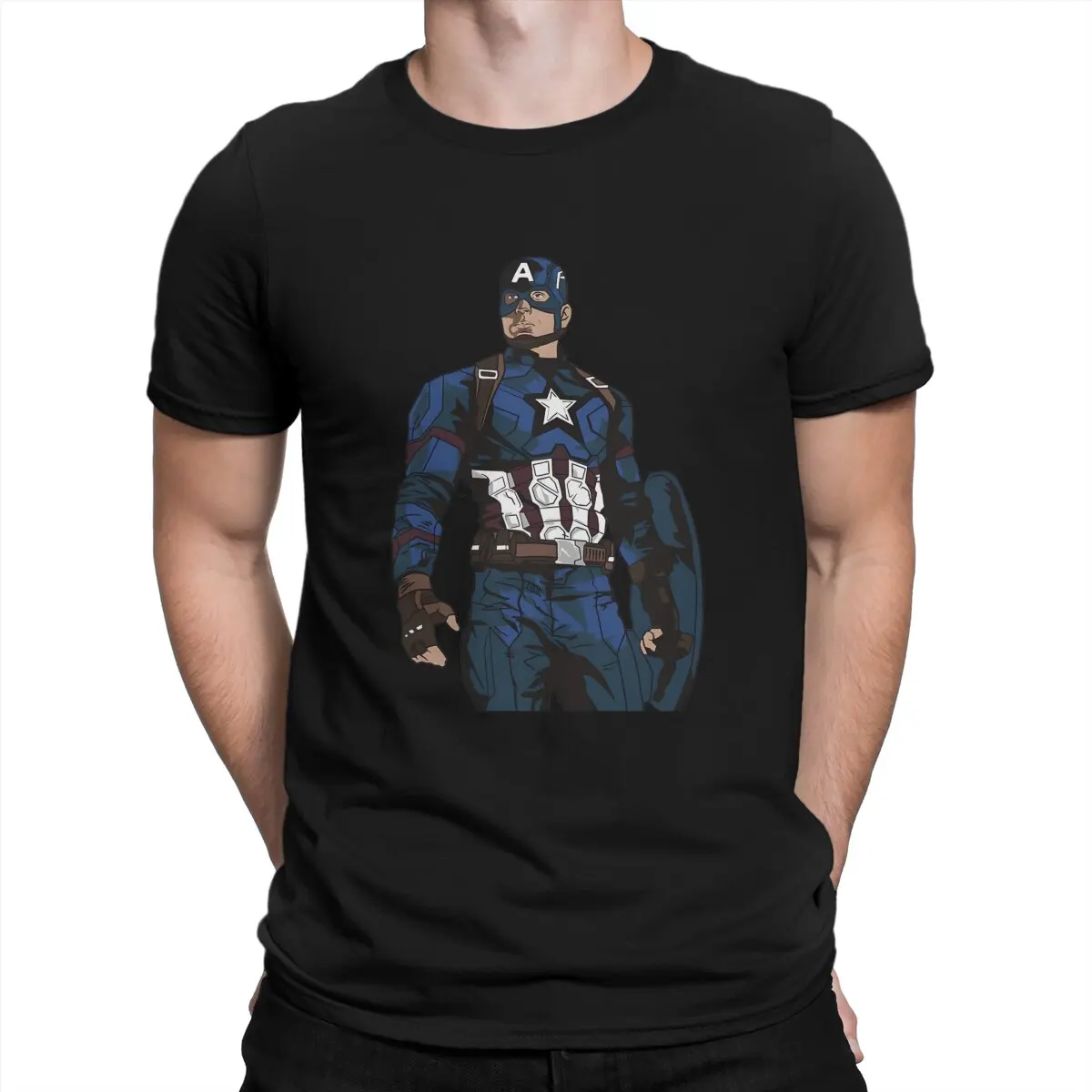 Captain America  Man's TShirt Marvel Captain America Crewneck Short Sleeve Fabric T Shirt Funny Top Quality Gift Idea