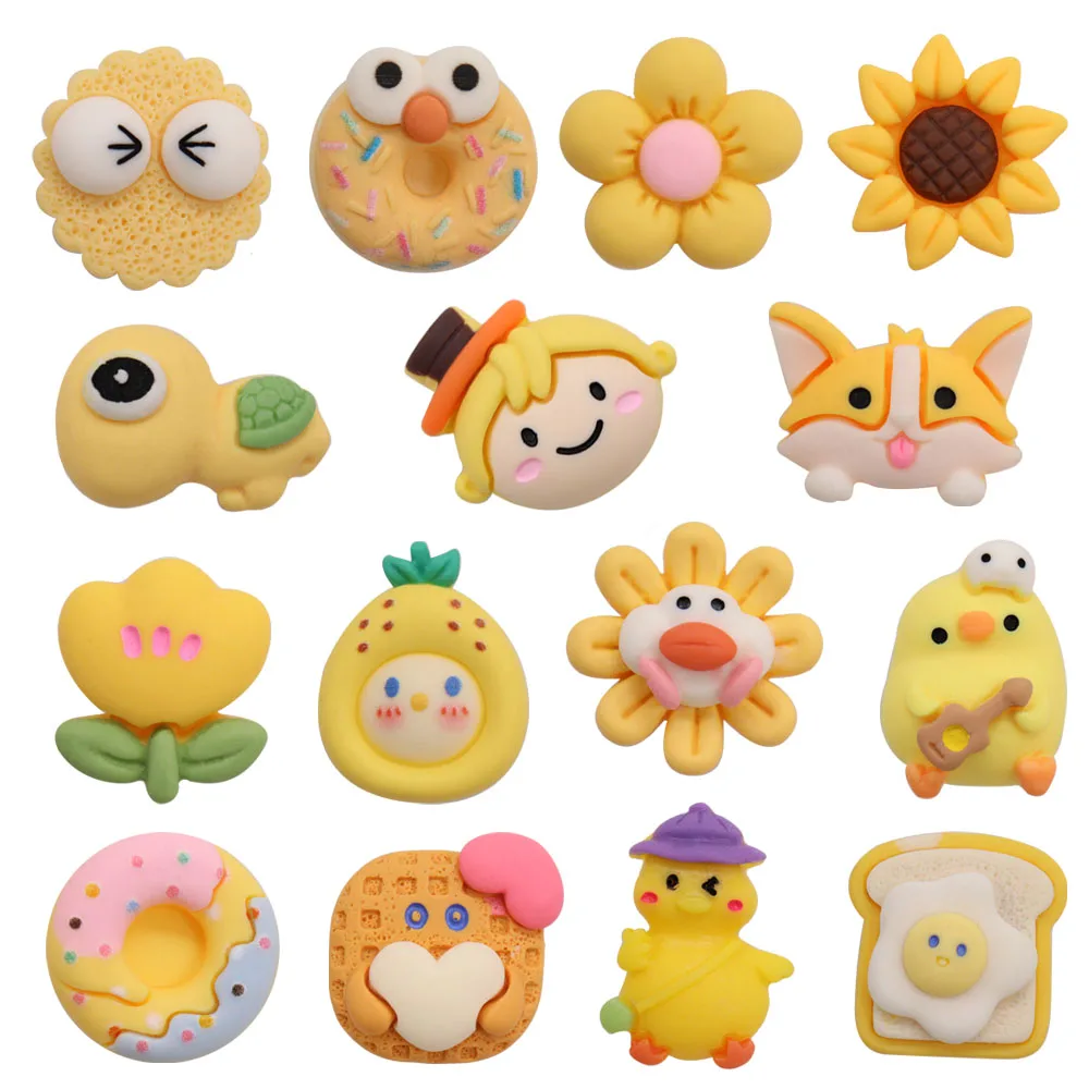 Wholesale 50pcs Resin Turtle Duck Donuts Cookie Slippers Shoe Charms Decorations Boys Girls Shoes Buckle Fit Bracelet