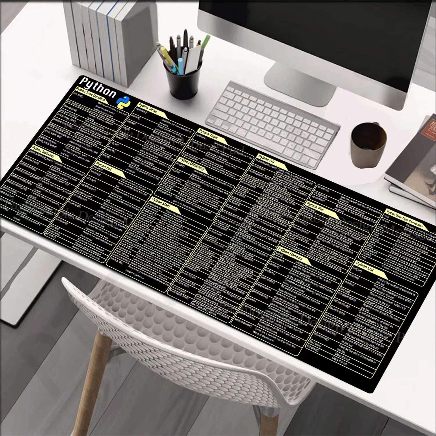 Python Programming Mouse Pad XXL Large For Pycharm Shortcuts Cheat Sheet Keyboard Mousepad Software Web AI Engineer Desk Mat