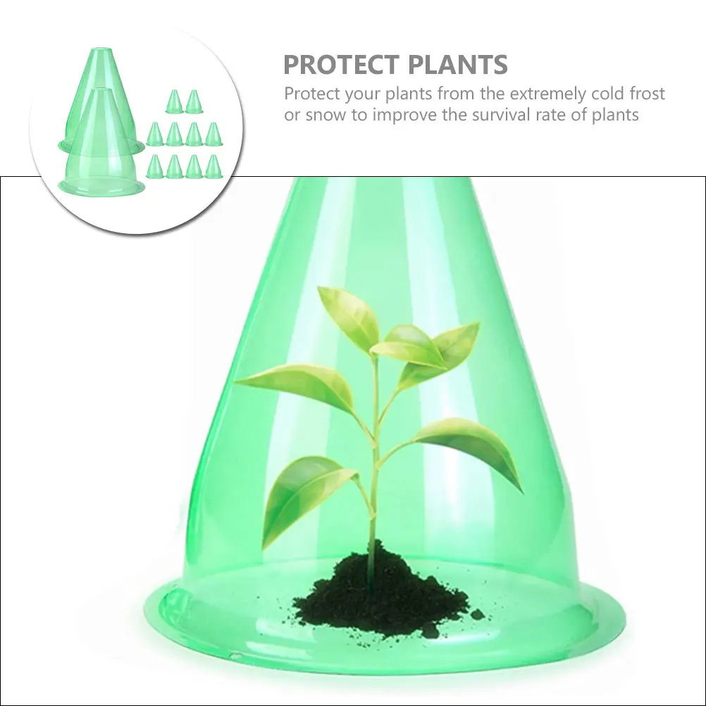

12PCS Green Plant Cloche Covers Reusable Round Protect Frost Birds Snails Winter Garden Accessories Plant Protection Outdoor