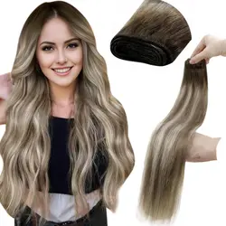 LaaVoo Human Hair Weft Sew in Hair Extensions Brazilian Human Hair 100G 14-24inch Human Hair Bundle Hair Weave Real Human Hair