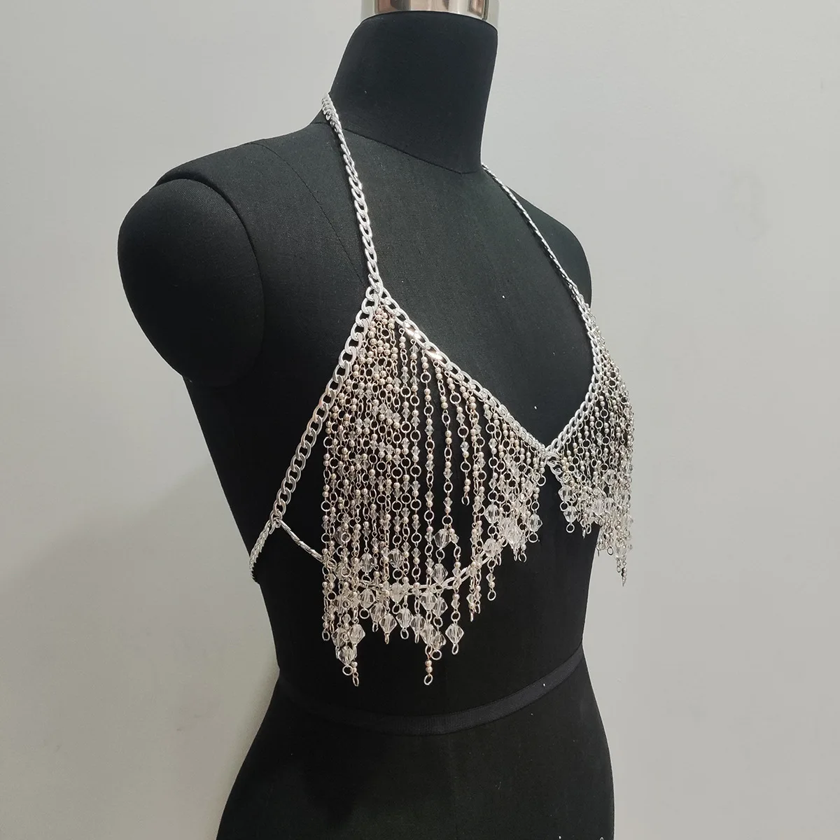 المرأة الجديدة اليدوية فو كريستال الخرز شرابة الجسم سلسلة قطعتين مثير موضة لامعة الصدر سلسلة الخصر سلسلة قطعة واحدة سلسلة