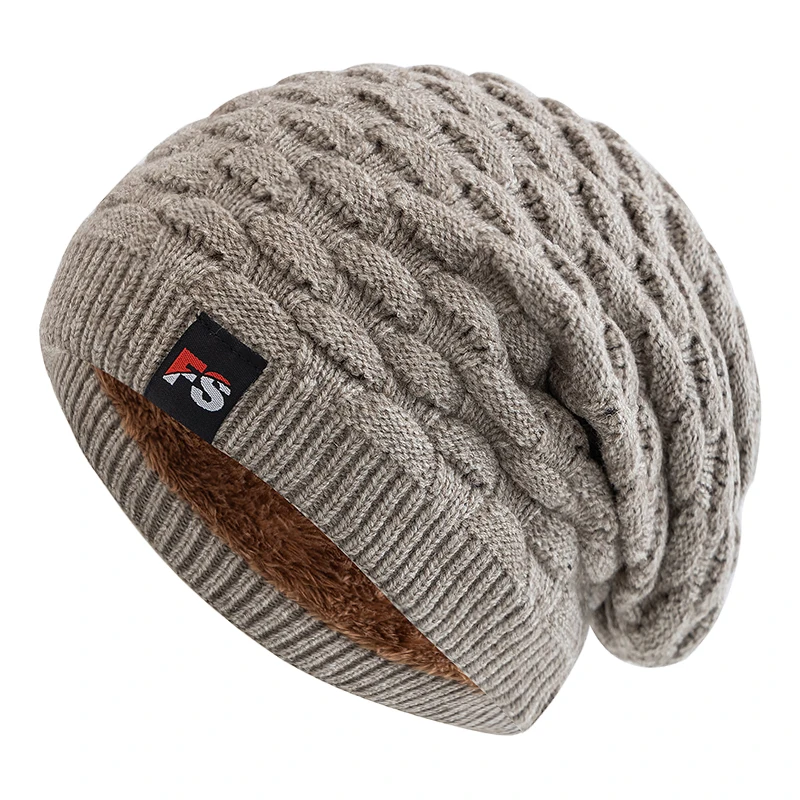 

New Unisex Slouchy Winter Hats Outdoor Warm Hats For Men Women Plush Fur Lined Knitted Hat Fashion Ski Beanie Cap