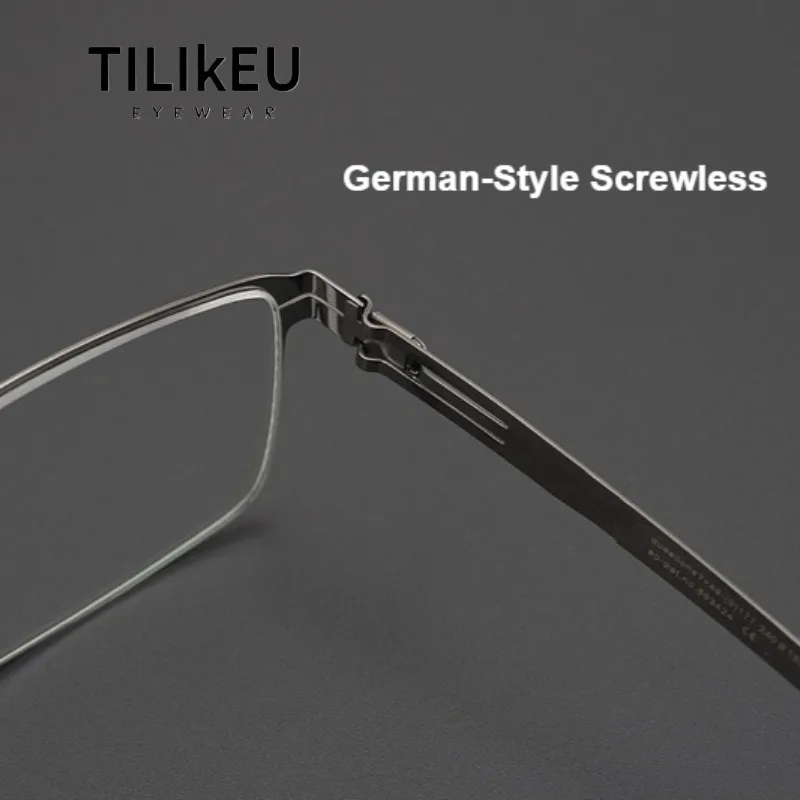 New German Brand Designer Screwless Eyewear Men's Retro Square Myopia Glasses Frames Stainless Steel Ultra-Light Eyeglasses 2026