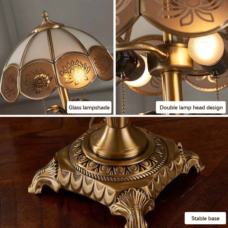 TYLA Contemporary Brass Gold Table Lamp LED Creative Simple Glass Desk Light Copper For Home Study Bedroom Bedside