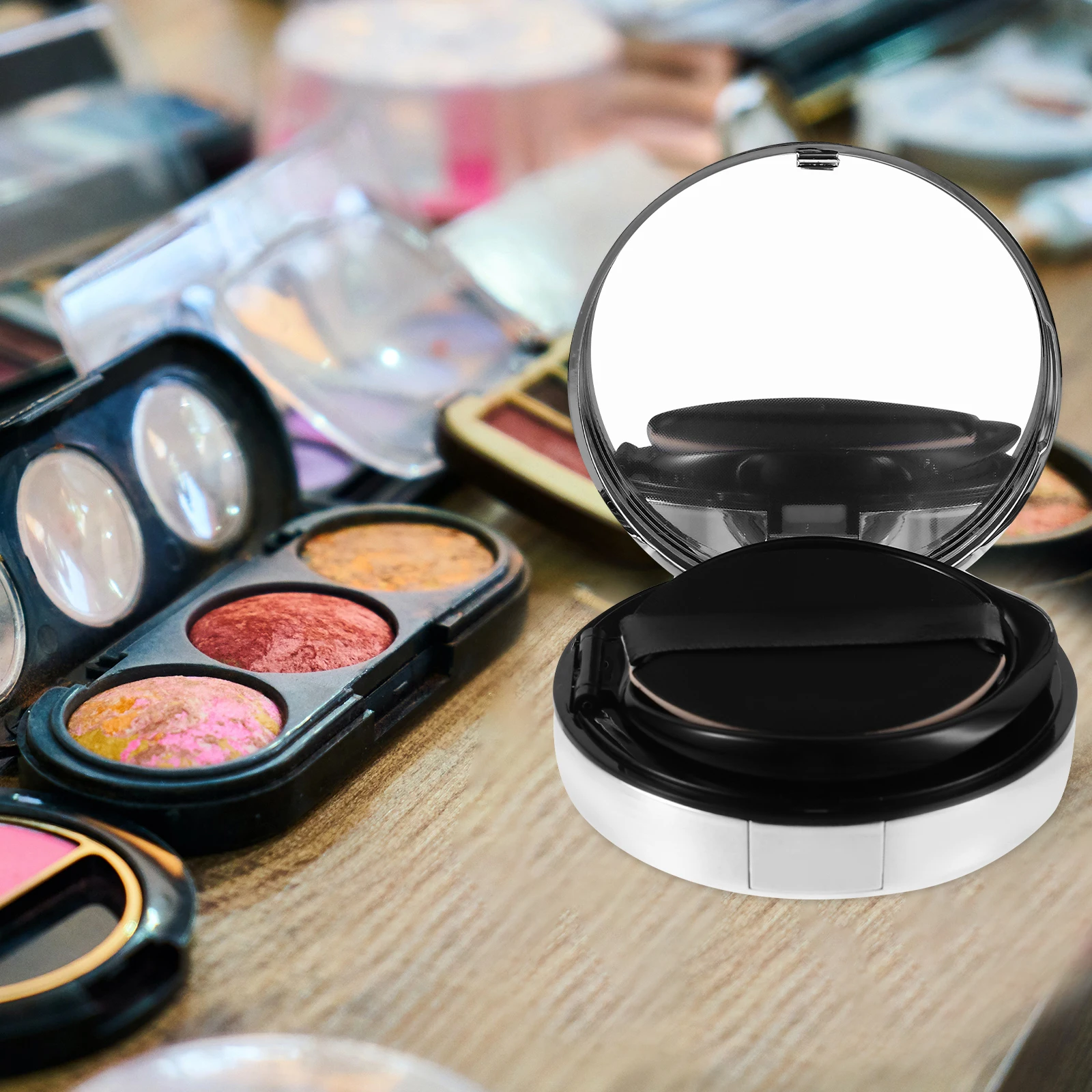 

Box Plastic Loose Powder Container Travel Size Puff Applicator Round Foundation Storage Case Body Compact