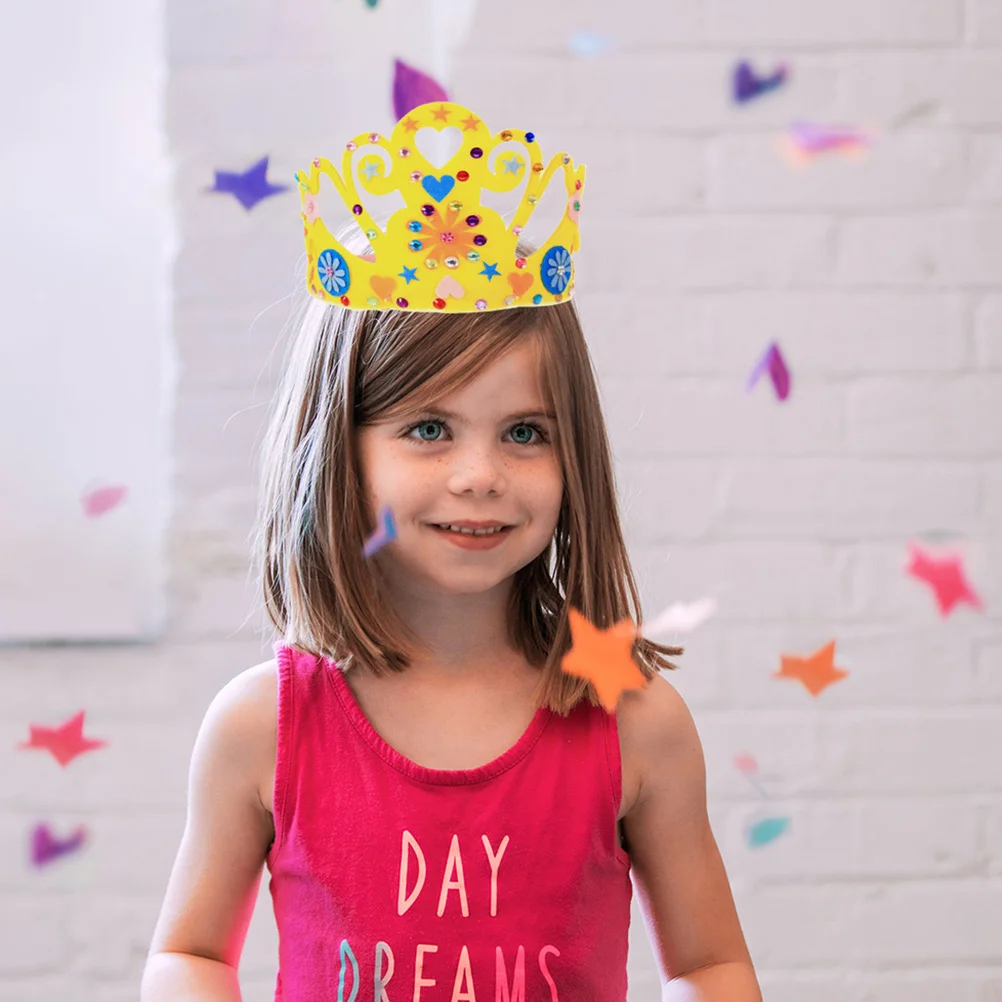 6 مجموعات من قبعة تاج الأميرة DIY مجموعة أدوات يدوية إبداعية من مادة غير منسوجة لرياض الأطفال وديكور حفلات أعياد الميلاد