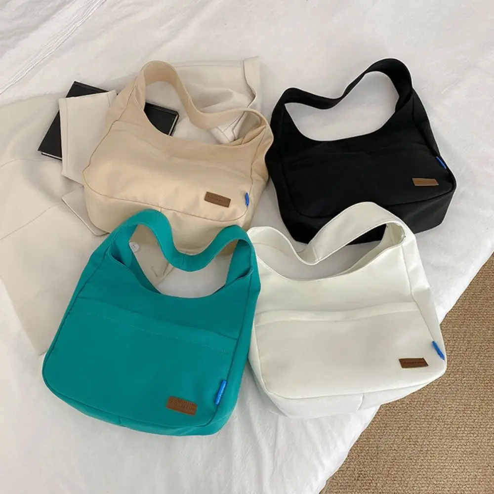 

Large Capacity Simple Tote Bags Waterproof Square Canvas Shoulder Bag Underarm Bag Japanese Style Teens School Bag Outdoor