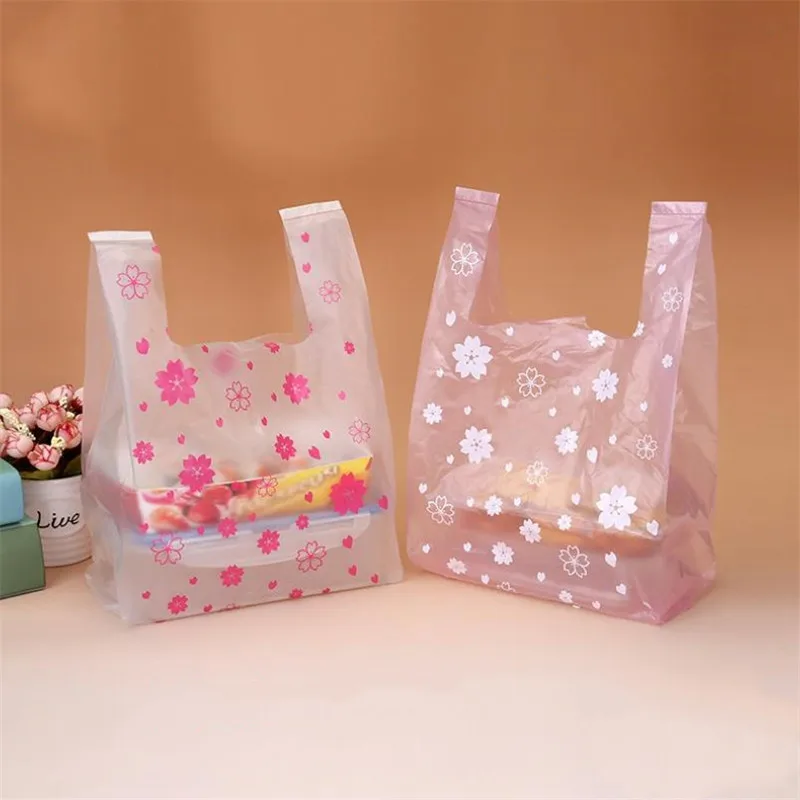 Disposable Takeaway Packaging Bag Supermarket Shopping Vest Bag  Convenient Plastic Bag Fast Food Sushi Packaging Bag 100pcs/lot