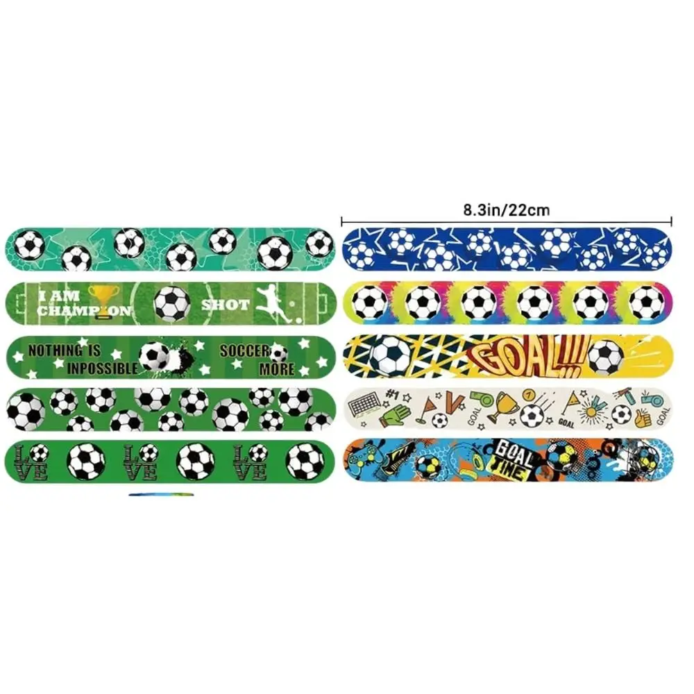 12pçs anel de mão de futebol papai círculo snap envoltório pulseira criança tapa banda favor decoração snap pulseiras pulseira aniversário