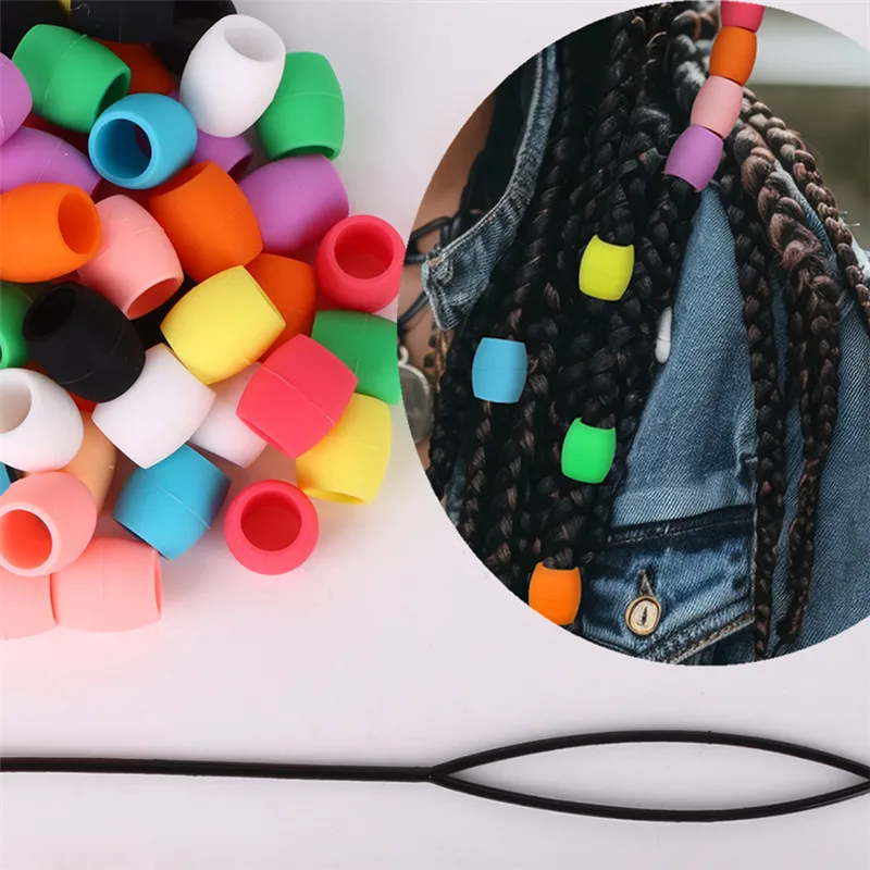 

100Pcs Large Silicone Hair Beads For Kids Girls Soft Colorful Pony Bead Bulk For Women Mixed Beads Styling Tools