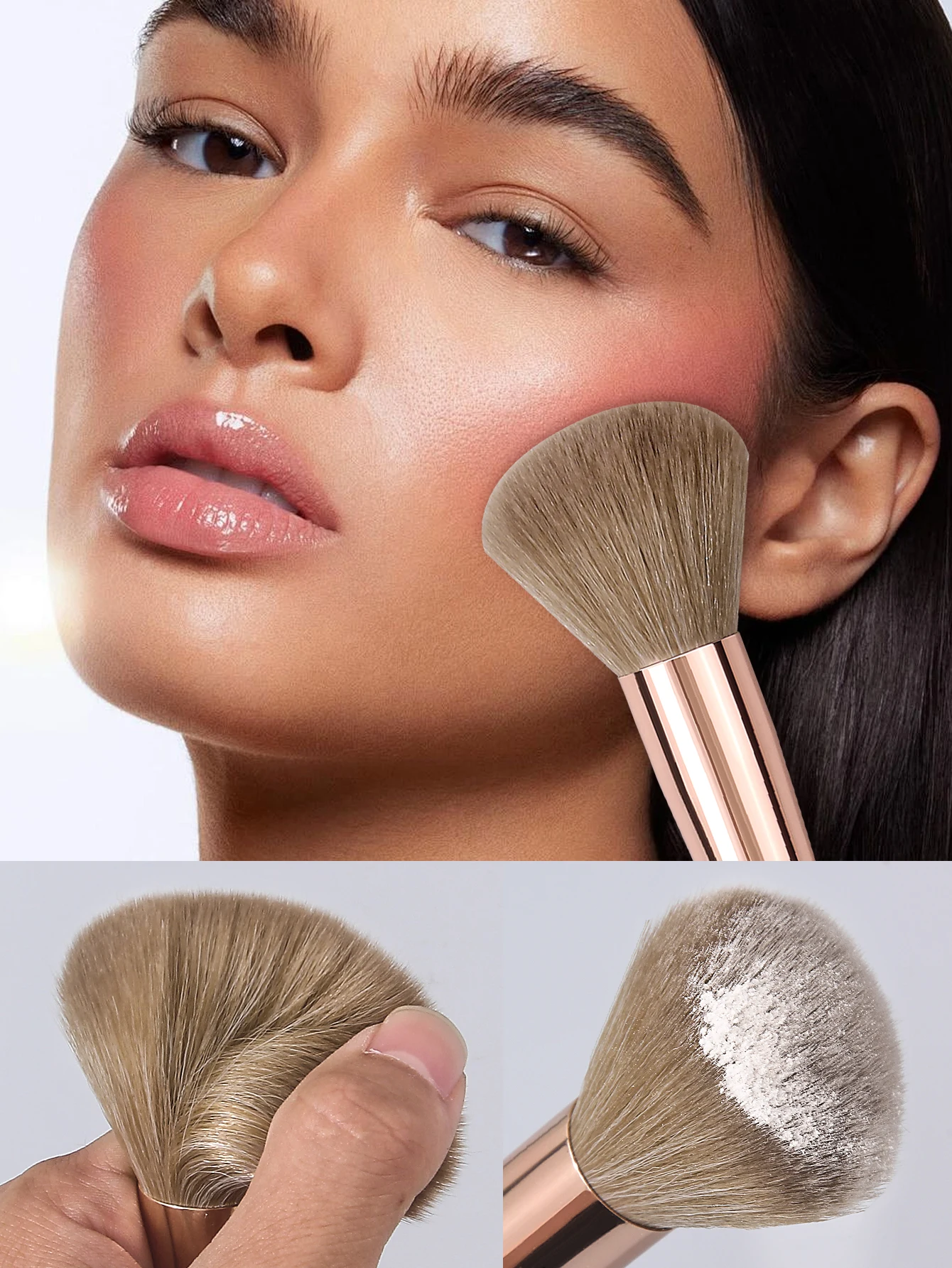 Pinceau de maquillage Super moelleux et doux, pinceau à poudre libre, pinceau compact à poudre, pinceau à miel, pinceau à blush, pinceau de réglage, 1 pièce