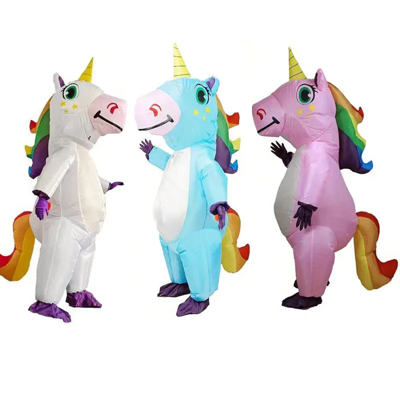 Cute Unicorn Inflatable Costume Suits Dress Mascot Christmas Party Cosplay Costumes for Man Woman Adult Boys Girls