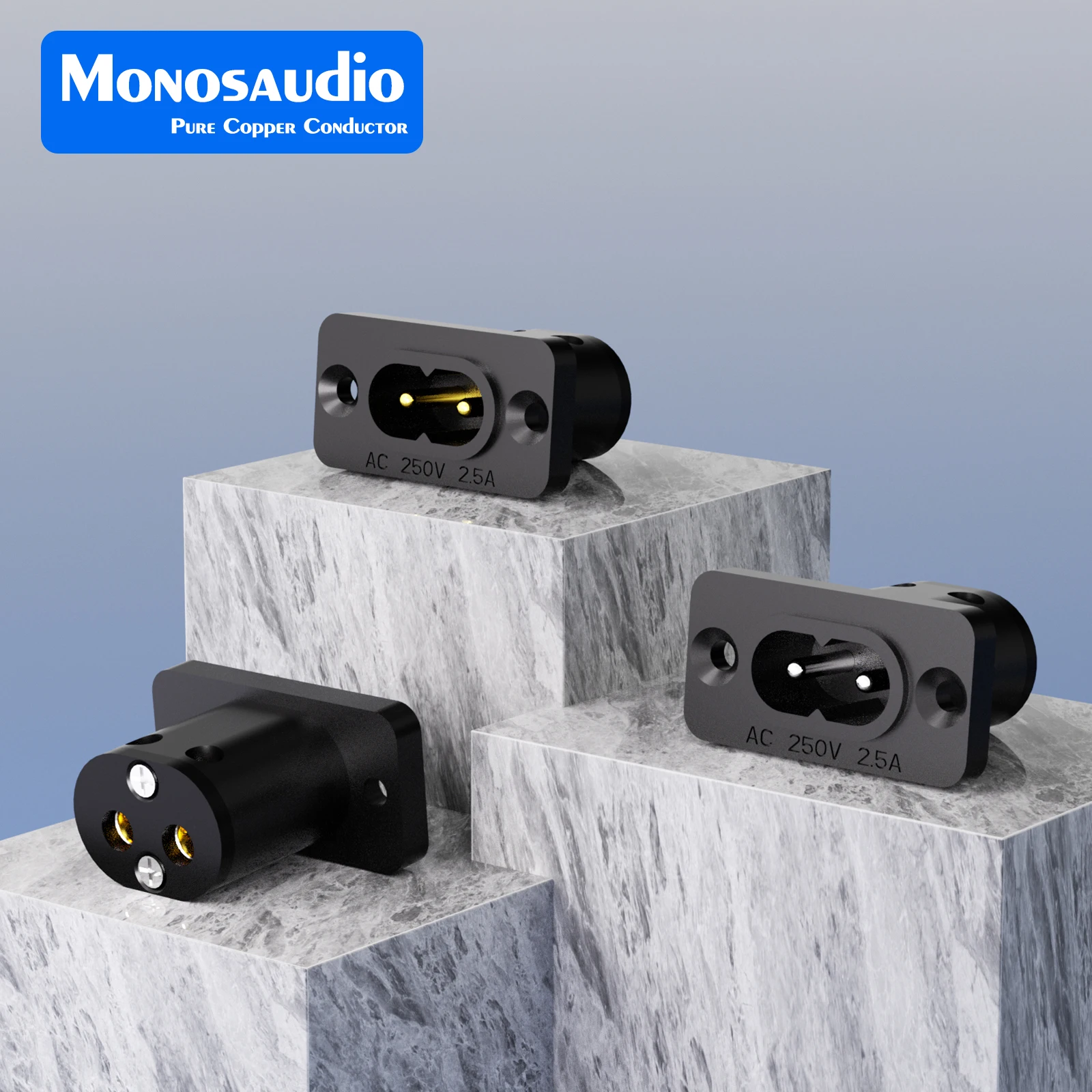 Monosaudio IB73G/R النحاس النقي الروديوم أو مطلية بالذهب IEC320 C7 الشكل 8 التيار المتناوب موصل مقبس الطاقة لحام IEC الذيل مقعد