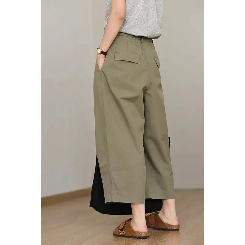 

Slimming Wide-leg Work Pants for Women in Summer Loose and Versatile Casual Pants High-waisted Nine-point Pants